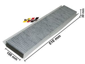 FILTRO CABINA FORD MONDEO 01-07/CONTOUR 96-00/MERCURY MYSTIQUE 95-00 V6 2.5L L4 2.0L 100x510x30mm