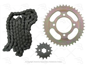 KIT CADENA C/SPROCKETS MOTO ITALIKA FT150S 14-16/ ITALIKA FT150 TS 16-17/ CADENA 428H-104L/ SPROCKET 41T-15T