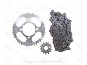 KIT CADENA C/SPROCKETS MOTO ITALIKA 150Z/150SZ PASO 428H-118 ESLABONES/SPROCKET 41T-14T