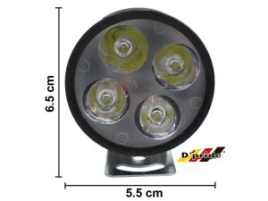 FARO AUX P/MOTO REDONDO C/4 HIPERLEDS NEGRO