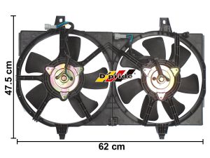 MOTOVENTILADOR COMPLETO NISS SENTRA 01-06 C/ 2 MOTORES PLANOS DOBLE C/A C/ARNES LARGO