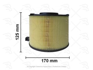 FILTRO AIRE AUDI A4 15-19 L4 2.0L/A5 18-19 L4 2.0L 82X125X170MM