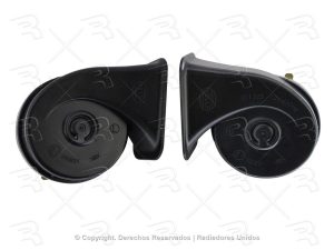 BOCINA CLAXON CARACOL DOBLE COMPACTA JGO NEGRA 410/490 HZ